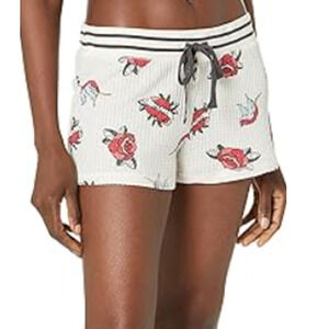 PJ Salvage L  Natural Floral Waffle Knit Lounge Pajama Bottom Short NWT B30